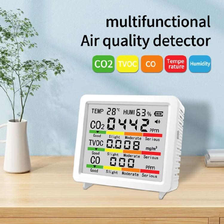 Multifunctional Gas Analyzers Air Quality Monitor Featuring 4Inch Screen Temperature,Humidity CO CO2 TVOC Monitor