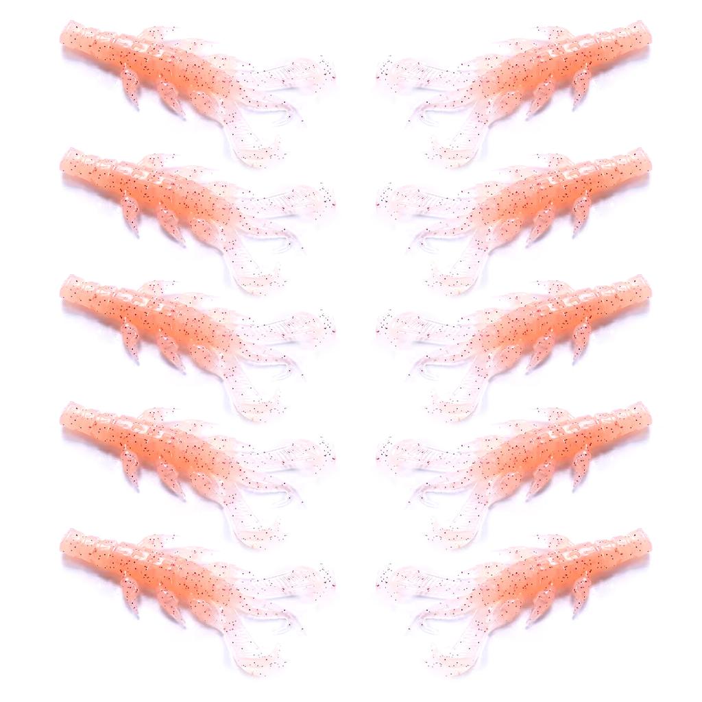 10Pcs/set Soft PVC Shrimp Lures Baits Swim Floating Sinking Lures Simulation Prawn Shrimp Fishing Tackle Lures Baits