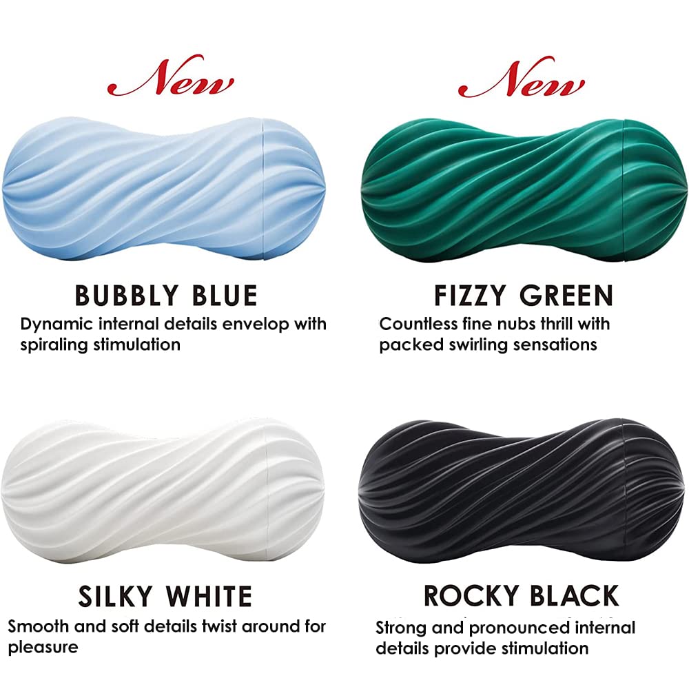 TENGA MOOVA BUBBLY BLUE Raised Details for Close Contact and Swirling Includes Mini Lotion [Large Pleasure] Reusable, Suction, Rotating, (1)