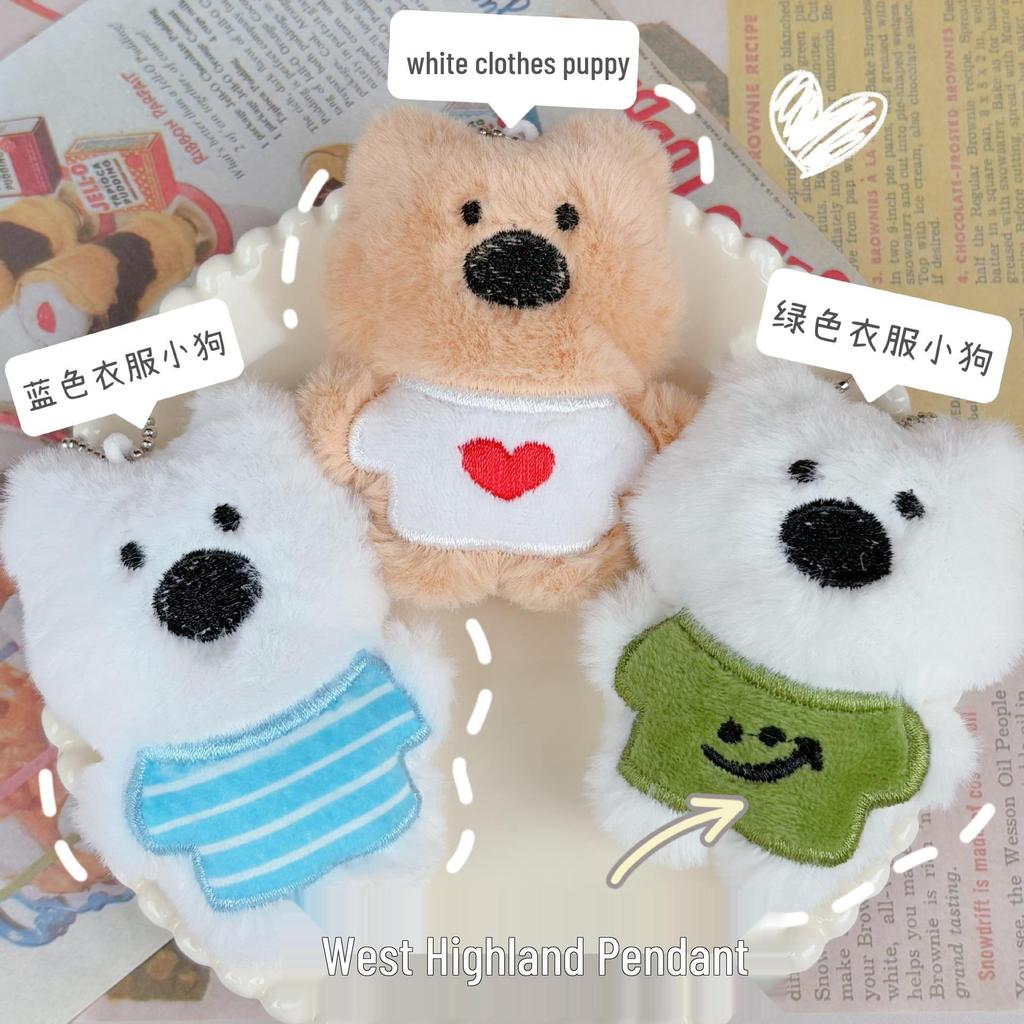 Three Series Cartoon West Highland Terrier Plush Keychain Backpack Ornament