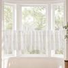 White Lace Window Valance, Sheer Vintage Floral Lace Short Curtain, Light Filtering Valance Curtain with Rod Pocket for Basement Kitchen Window