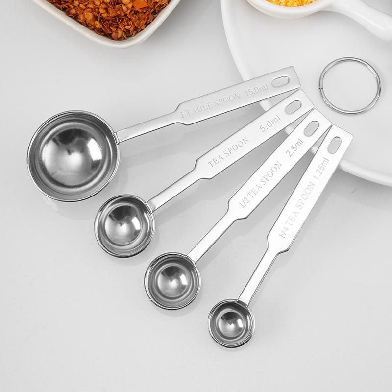 4-Piece Stainless Steel Measuring Spoon Set for Seasoning, Coffee, and Milk Powder with Measuring Scale