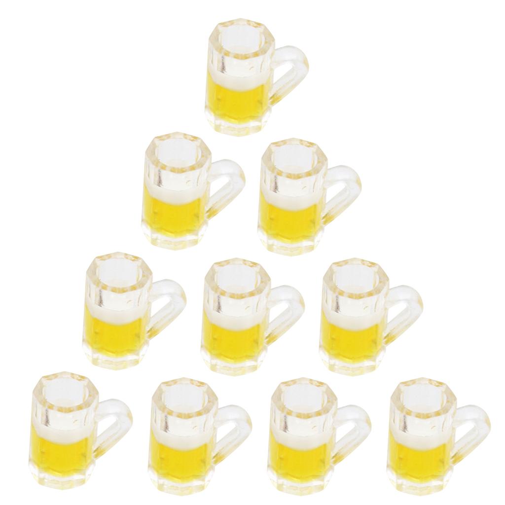 10 Pieces Simulated Wine Cup Resin Accessories Miniature Beer Glass Dollhouse Mug Models Fairy Garden Doll House Decor