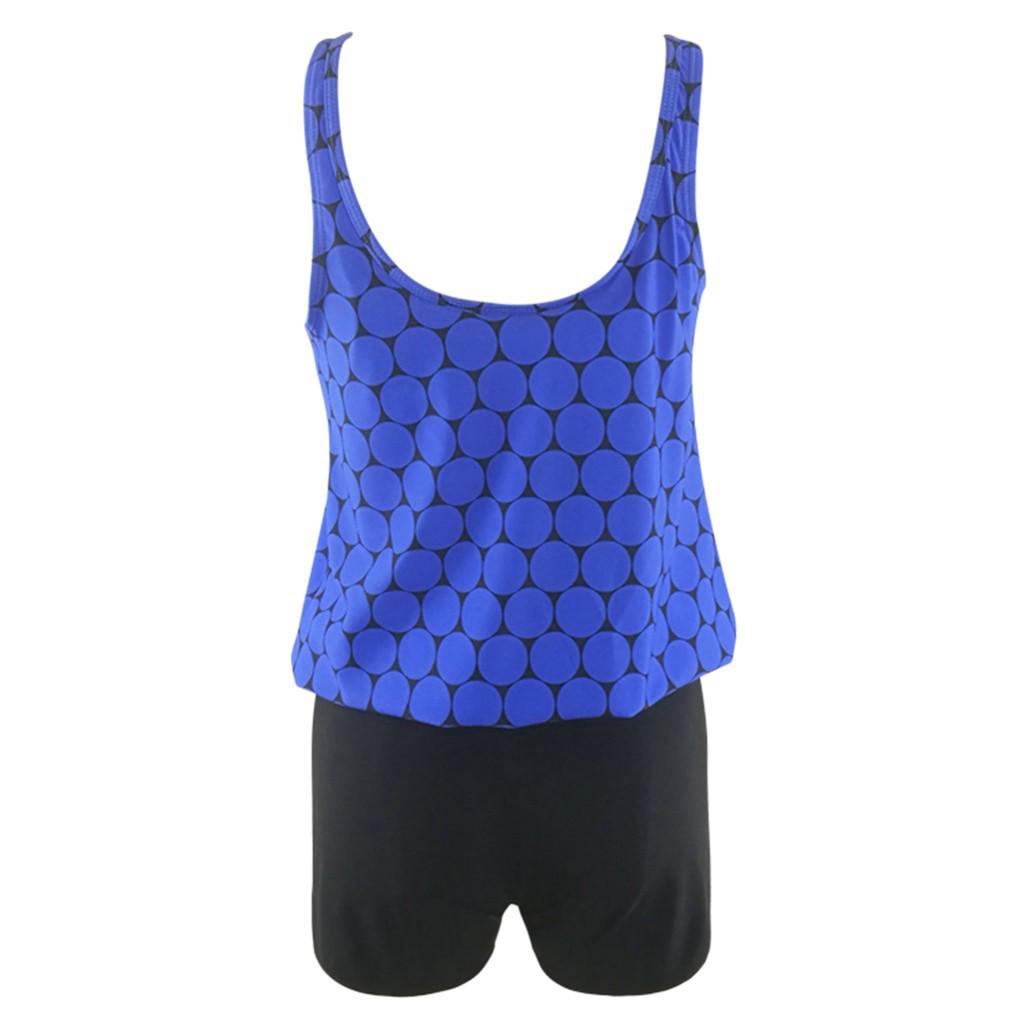 2023 Polka Dot Plus Size Women's Conservative Split Swimsuit