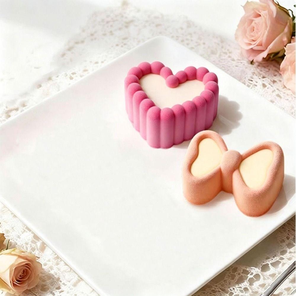 3D Silicone Chocolate Mould Heart Shape Dessert Making Mold Bowknot Baking Mold Pastry Making