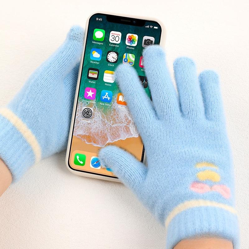 Korean Baby Wool Five Finger Gloves Unisex Kids School Children Cold Proof Knit Winter Mittens