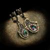 Orecchini da Donna in Stile Etnico Retrò a Diamante Esagerato Stile Esotico Incastonati con Cristallo Orecchini ad Anello Bicolore