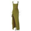Damen Mode Sexy Rückenfrei Hoher Schlitz Spaghettiträger Langes Abendkleid