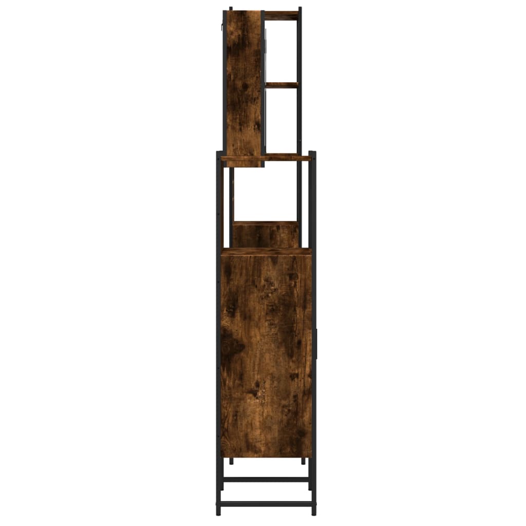 4 Piece Bathroom Furniture Set Smoked Oak Wood Based Material