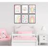 6Pcs Pink Boho Sun Rainbow Wall Art Colorful Heart Pattern Poster Prints Girl Power Canvas Pictures for Toddler Nursery Girl Kids Room