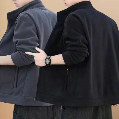 Jachetă de iarnă din fleece neagră pentru bărbați - Rezistentă la uzură, rezistentă la pete, cardigan călduros pentru muncă