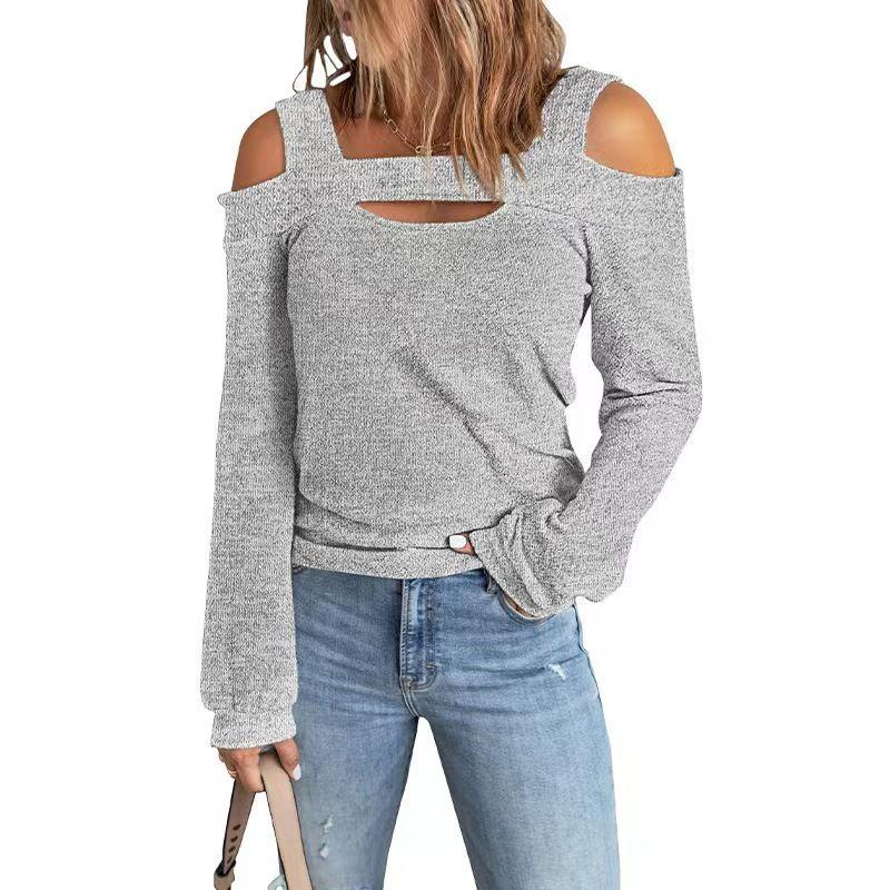 Loose and Performed Long-Sleeve T-shirt European and American Loose Hollow Long Sleeves Shirt