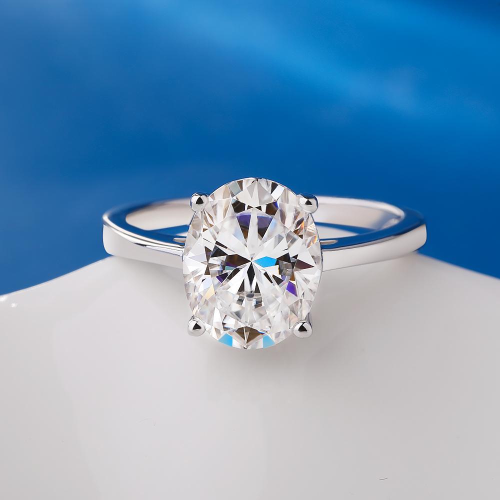 1/2/3/4 Karat Oval geschliffener Moissanit Solitär Diamantring GRA Zertifiziert Kupfer Party Eheringe Schmuck für Damen