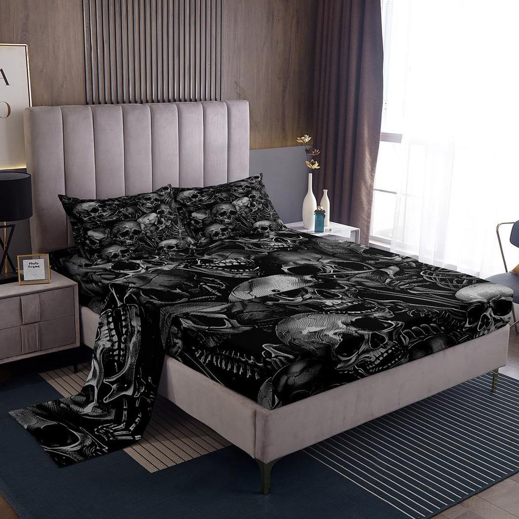 Cartoon mushroom pattern mattress four-piece bedding set bedroom dormitory bedding decoration