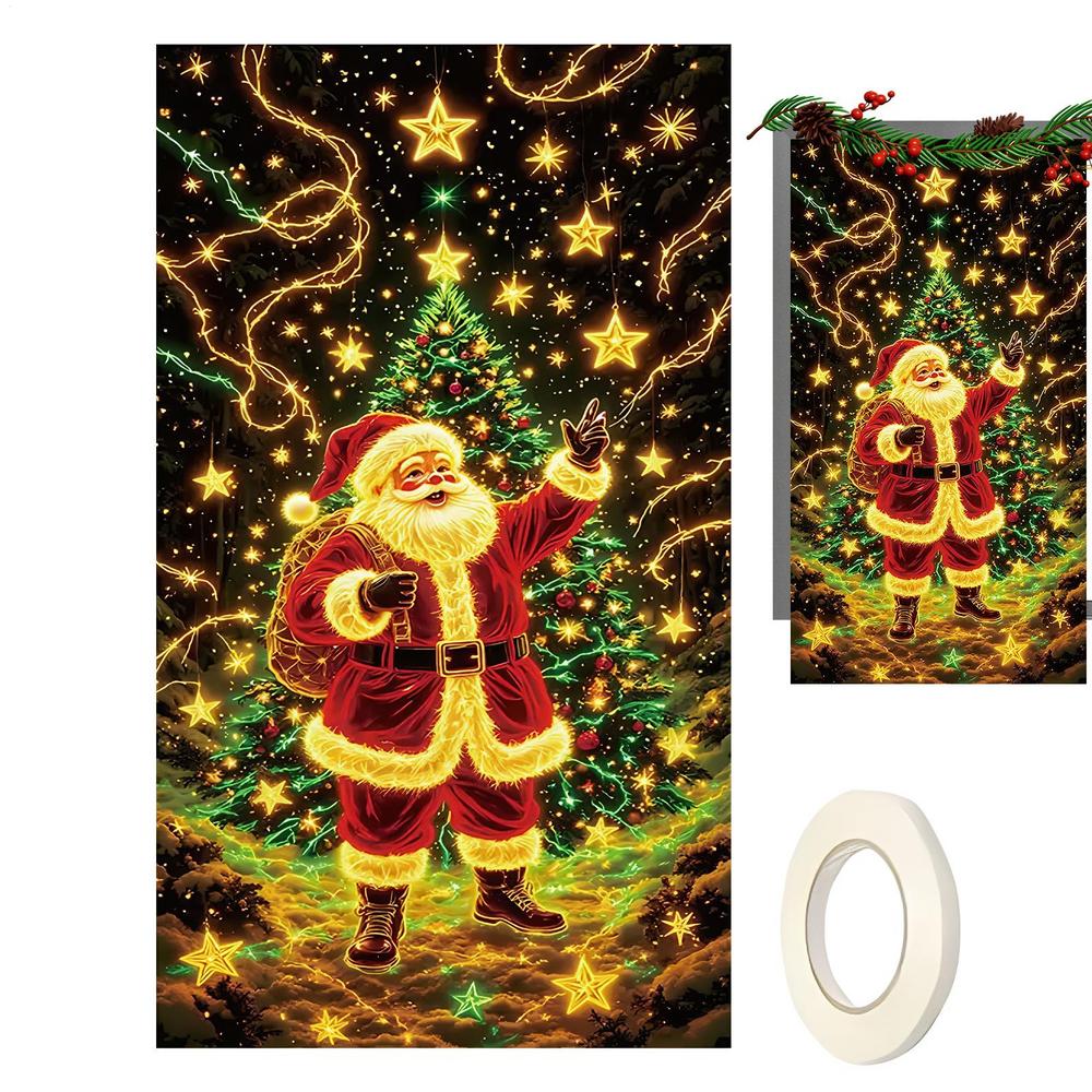 Weihnachts-Türdekorationen 70x35 Zoll Fluoreszierende Partyartikel Weihnachtsfeier-Hintergrund für Veranda Bauernhaus Innen Außen