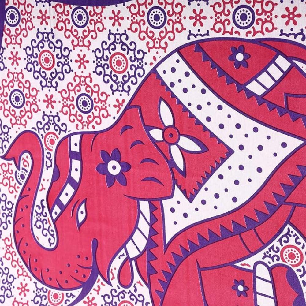 BLESS INTERNATIONAL Beautiful Indian Bohemian Psychedelic Hippie Ombre Window Curtain Panels for Bedroom, Living, Balcony (Elephant & Flower)