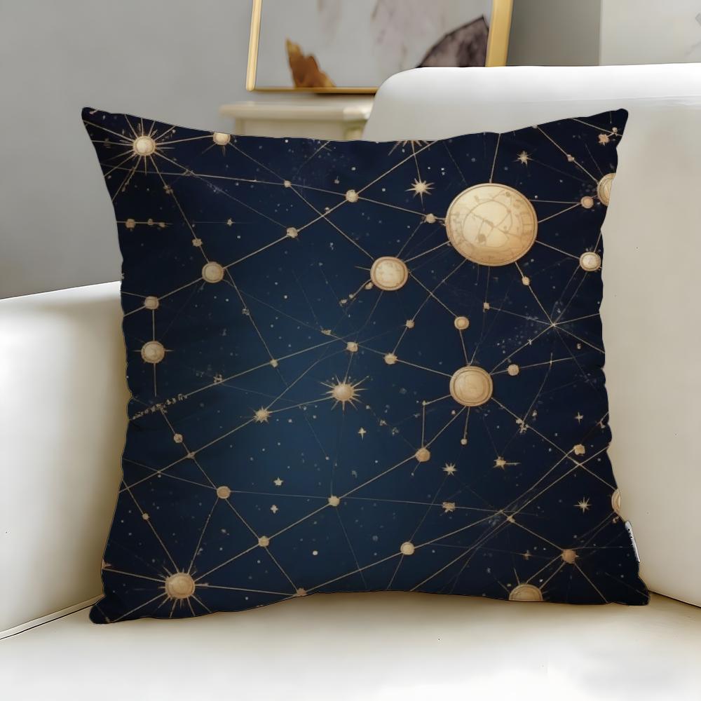 Constellation Pattern Cushion Cover Soft & Easy-Wash Pillow Case – Versatile For Couch, Bed, Travel And Office