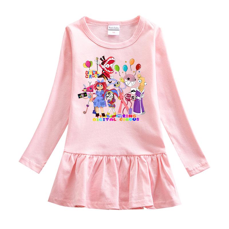 Korean Style Girls' Cartoon Long Sleeve Princess Dress - Mesh Skirt (Spring & Autumn 2026)
