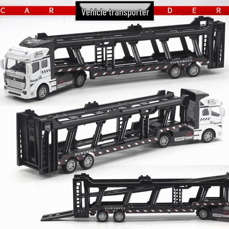 

Children s Alloy Transport Toy: Pull-Back Fire Truck, Trailer, Tank & Excavator