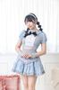 Clearstone Lyrical Palette Cosplay Halloween Idol Tweed Maid Dress for Women, Blue