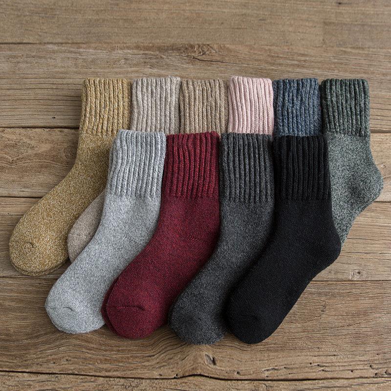 5/10 Pairs Casual Winter Fleece Lined Thickened Warm Socks for Women College Style Mid Calf Socks Ultra Thick Wool Socks Solid Color Long Socks