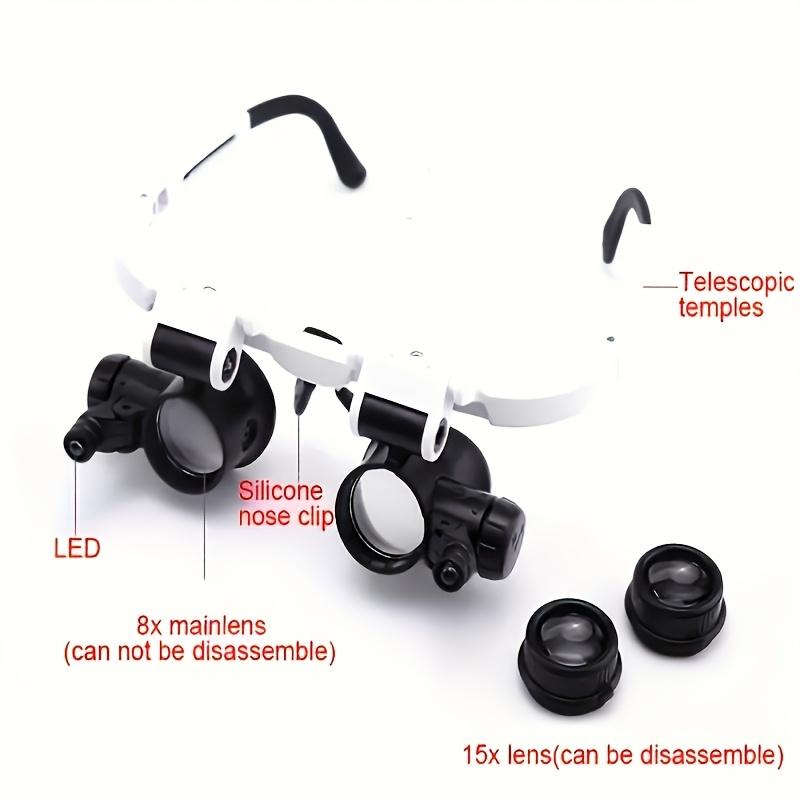 Belt LED Head-mounted Magnifying Glass with Light, Rechargeable Head-mounted Magnifying Glass 8X/15X/23X Optical Magnifying Glass with Lenses, for