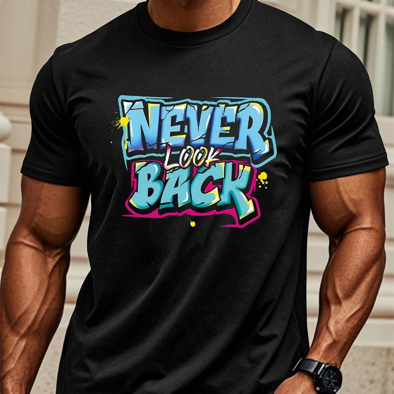 

Never Look Back Graffiti T-Shirt,Soft Breathable & Fade-Resistant, Classic Fit for Daily Casual Wear XXL чорний