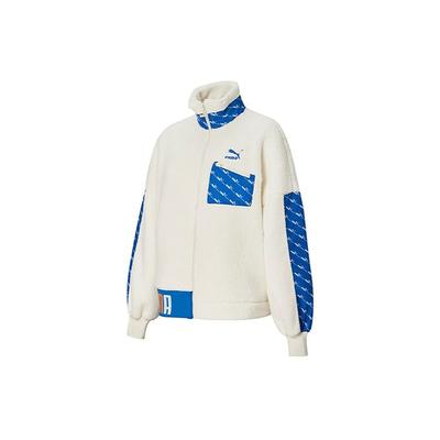 Retro Faux Shearling Spliced Warm Fleece Jacket Women Jacket Off-White 532166-55