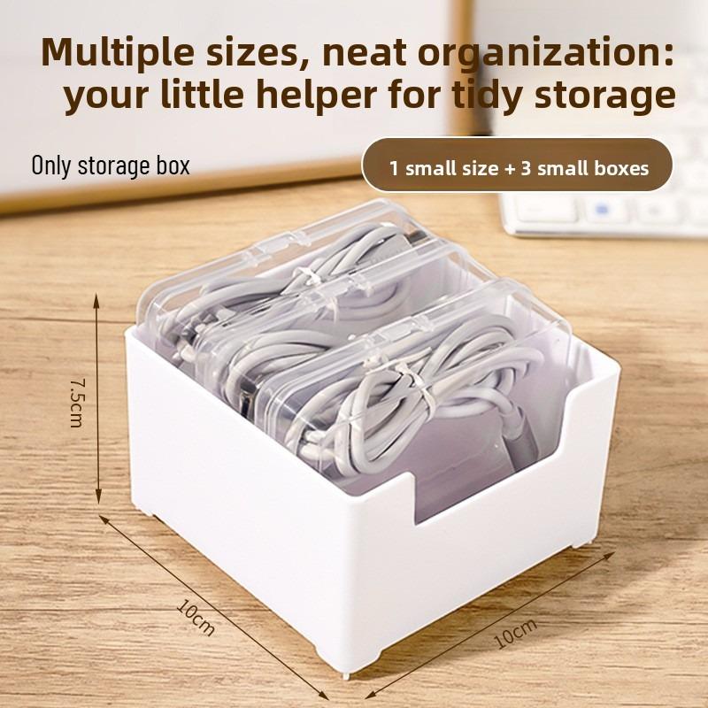 1pcs Data Cable Storage Box Home Phone Charger Partition Box Desktop Cable Organizer Multifunctional Miscellaneous Storage