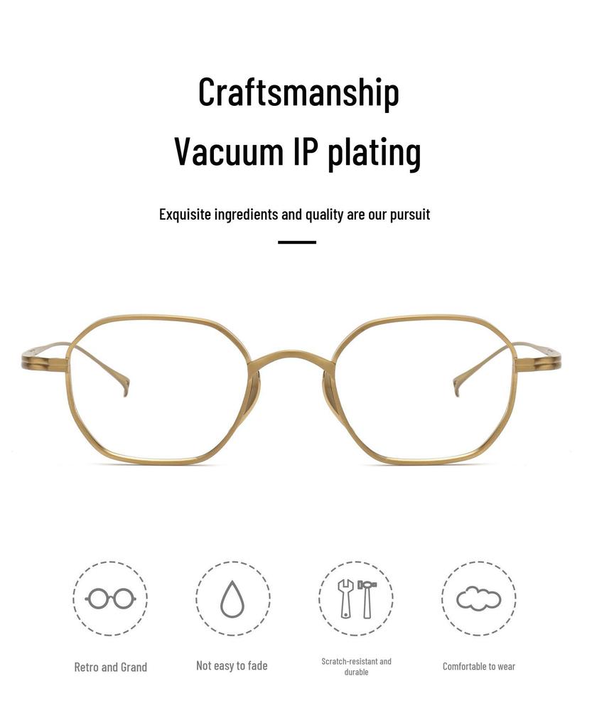 Retro Pure Titanium Unisex Myopia Glasses Frame - High Prescription, Small Square Polygon Frame