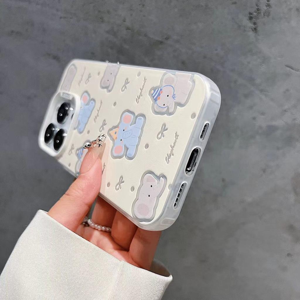 Polka Dot Little Elephant phone case suitable for Apple 17, iPhone 16 Pro Max, colorful silver, 15 large hole, 14 full coverage, 13/12p