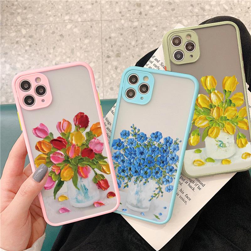 Retro Oil Painting Flower Phone Case For iPhone 11 12 Pro Max 16 15 Pro Max 13 12 Mini X XR XS SE2 8 7 Plus 14 Plus Covers