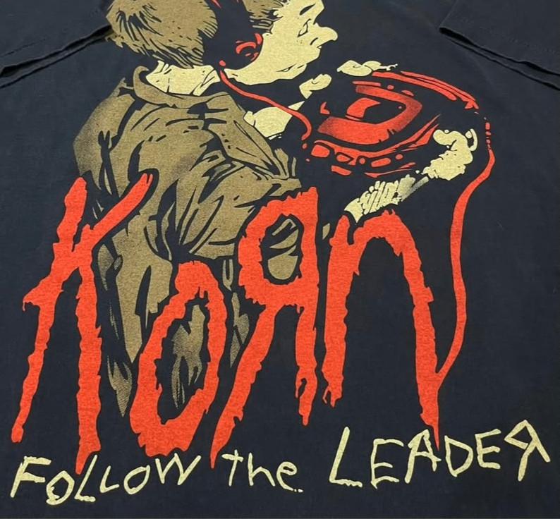 KORN Follow The Leader 90s Vintage Rock Band Sz.L Single Stitch T-Shirt REPRINT XXXXL