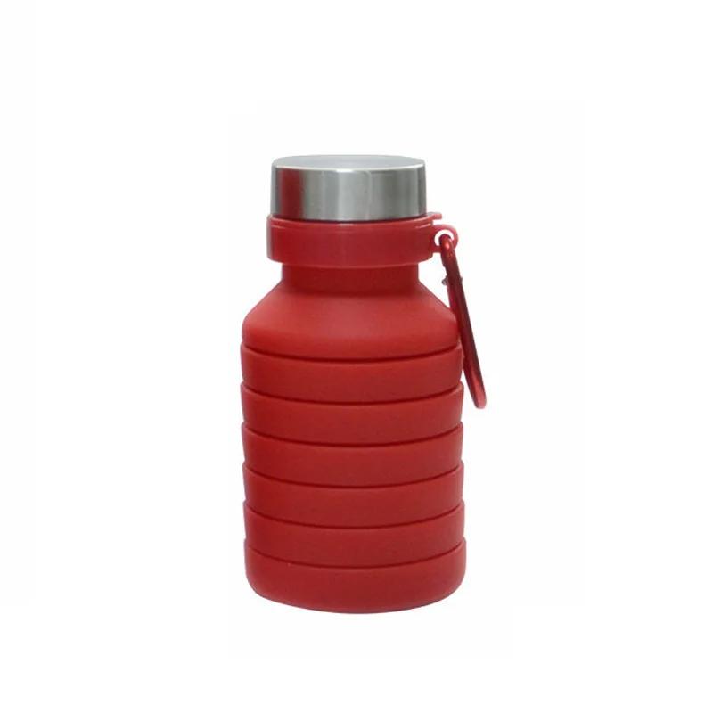 

550ML Portable Collapsible Water Bottle BPA Free Leak Proof Silicone Reuseable Outdoor Camping Foldable Sport Water Bottles 550ML красный