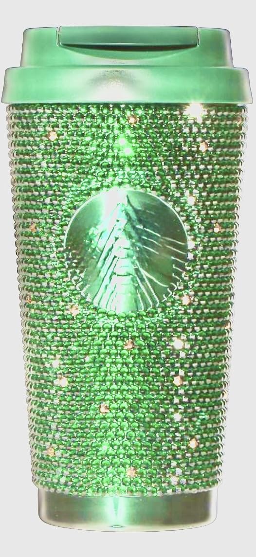 

Starbucks Holiday 2025 Stainless Steel Tumbler with White Day Gift Rhinestones, 473ml, Christmas, Valentine s Day, зелений