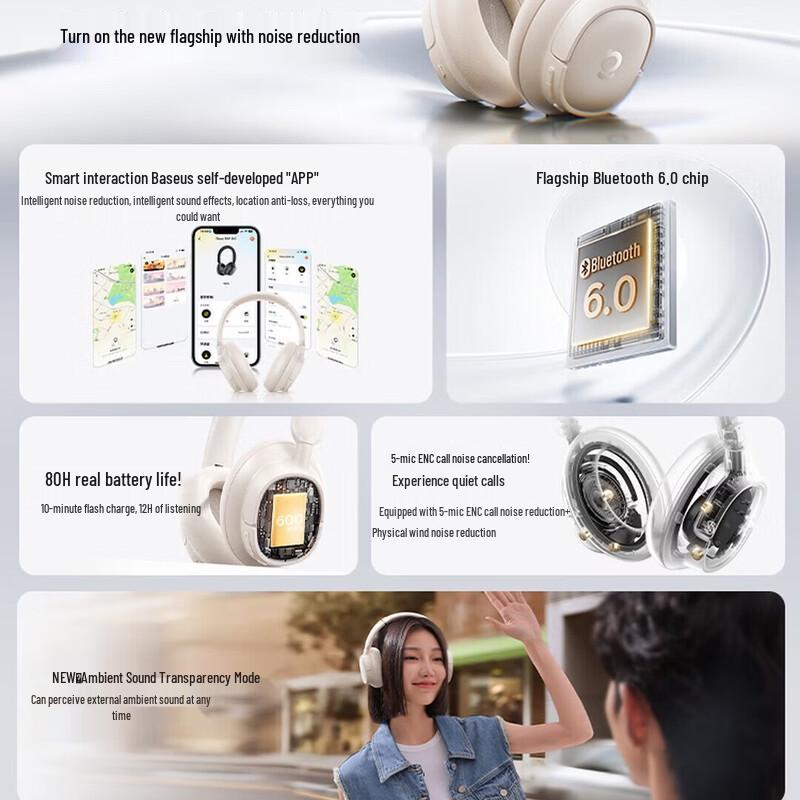 Baseus BH1 AI Translation ANC Bluetooth Headphones