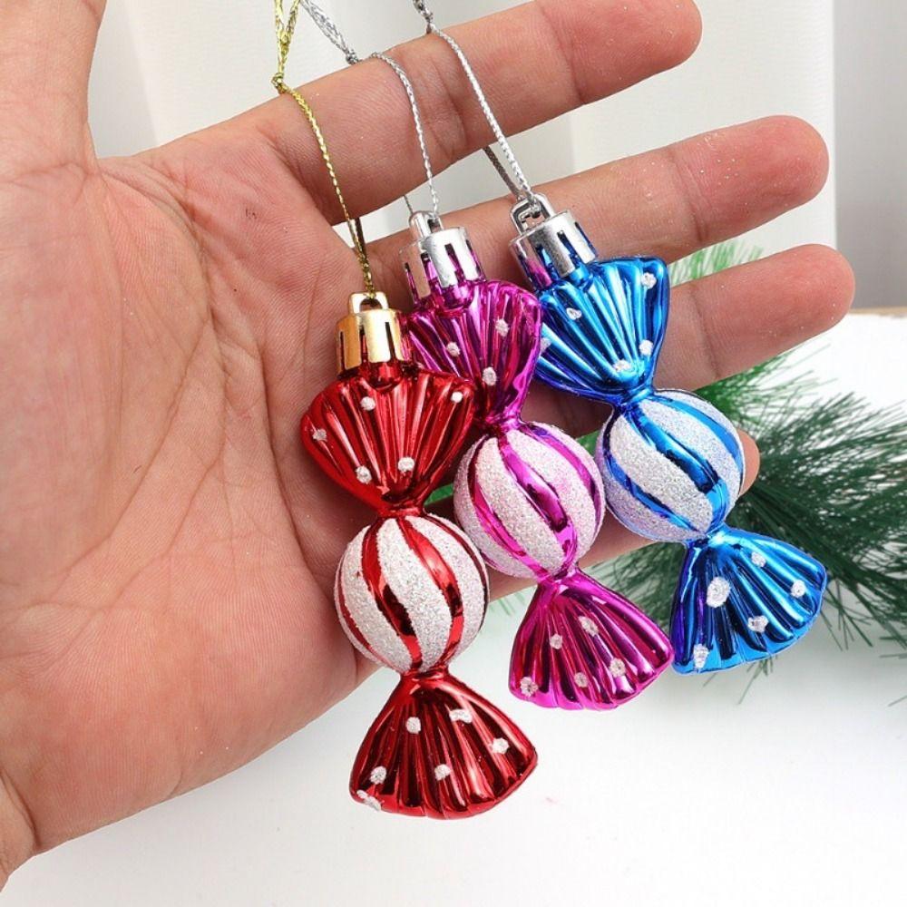 6pcs/box Decorative Christmas Candy Pendants Plastic Christmas Candy Ornaments  New Year