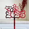 10PCS New Year Happy Party Cake Toppers 2025 Creative Red Gold Cake Flag Family New Year's Party Dessert Baking Decoration Gifts