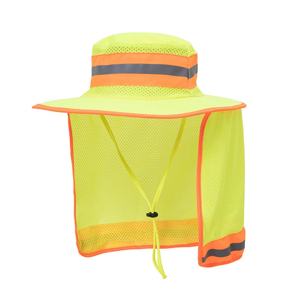 Reflective Safety Hat Sun Hat High Visibility Bucket Hat With Neck Flap Large Cooling Ranger Hat Reflective Bucket Cap