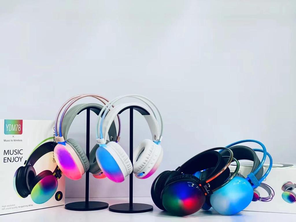 2025 YDM78 Over-Ear Bluetooth Headphones with RGB Lighting & Long Battery Life