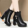 Fashion Winter Women Genuine Leather Ankle Boots Female Thick Plush Warm Snow Boots Mother Non-slip Booties Women High Heel Shoe