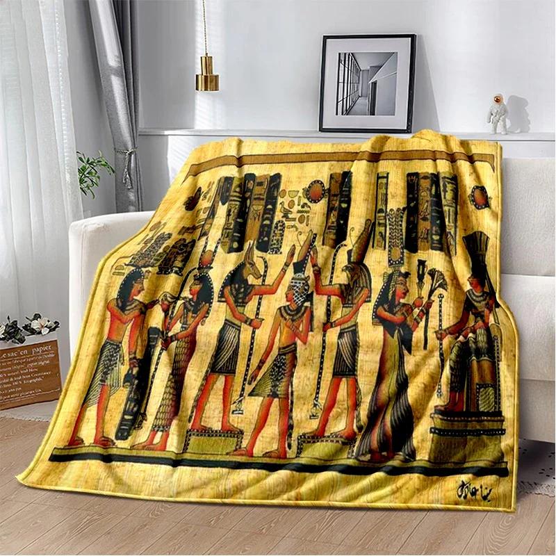 Ancient Egypt Blanket Mysterious Symbol Scarab Throw Blanket Soft Cover Eye of Horus Lightweight Warm Blankets for Bedroom Gifts