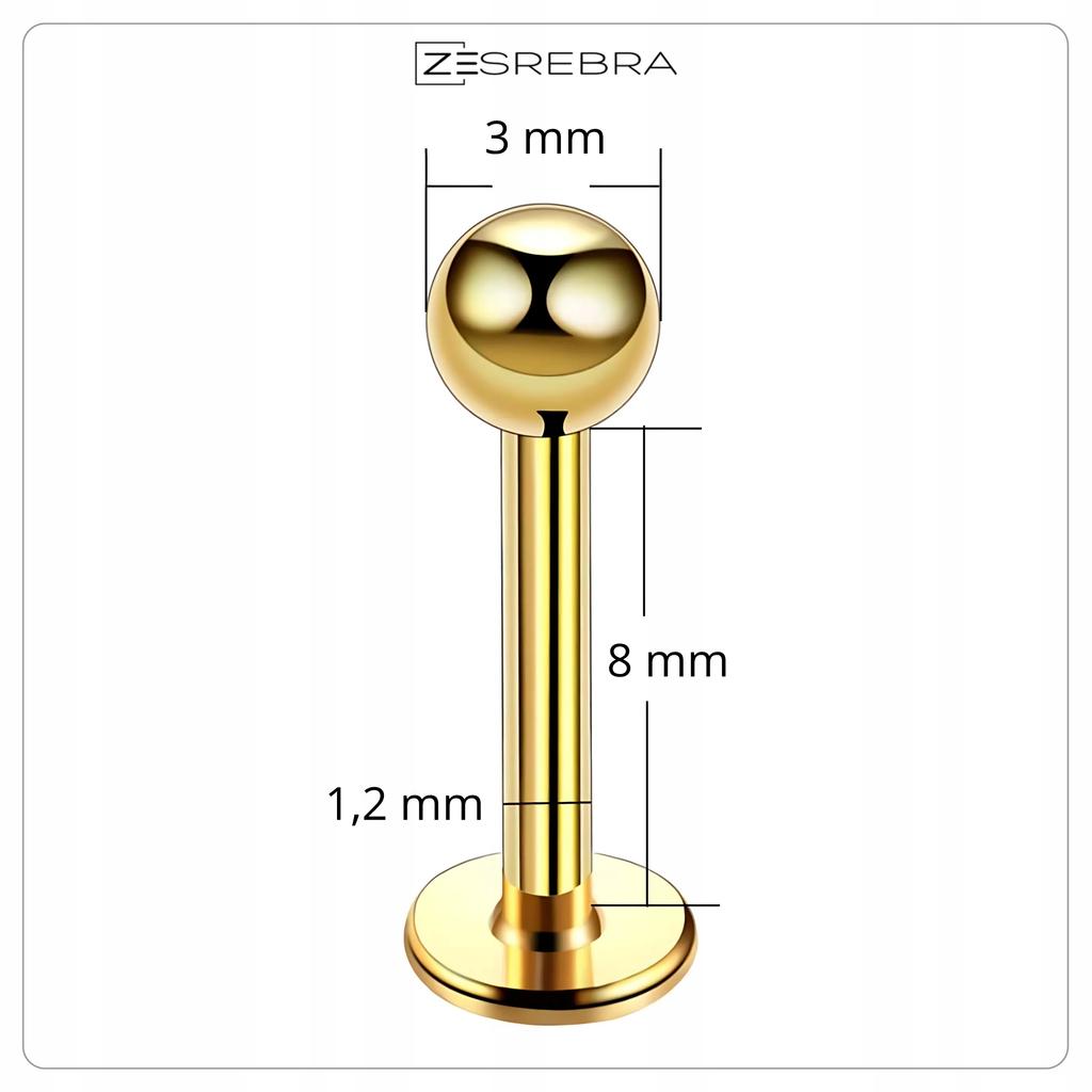 Labret Ohrring Stahl X Kugel Piercing