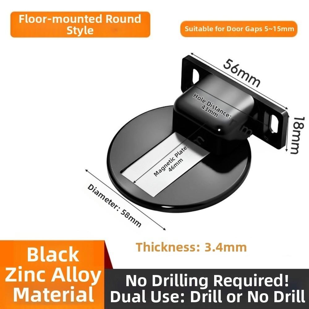 

New No-drill Door Catch Floor-mounted Concealed Magnetic Anti-collision Door Catcher Silent Door Top чорний