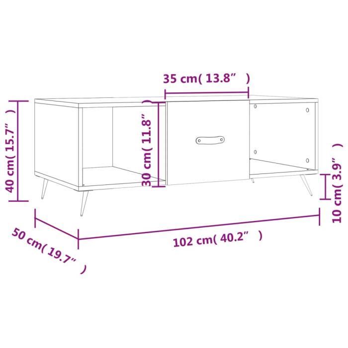 VidaXL Table basse Blanc brillant 102x50x40 cm Bois d'ingénierie 829270