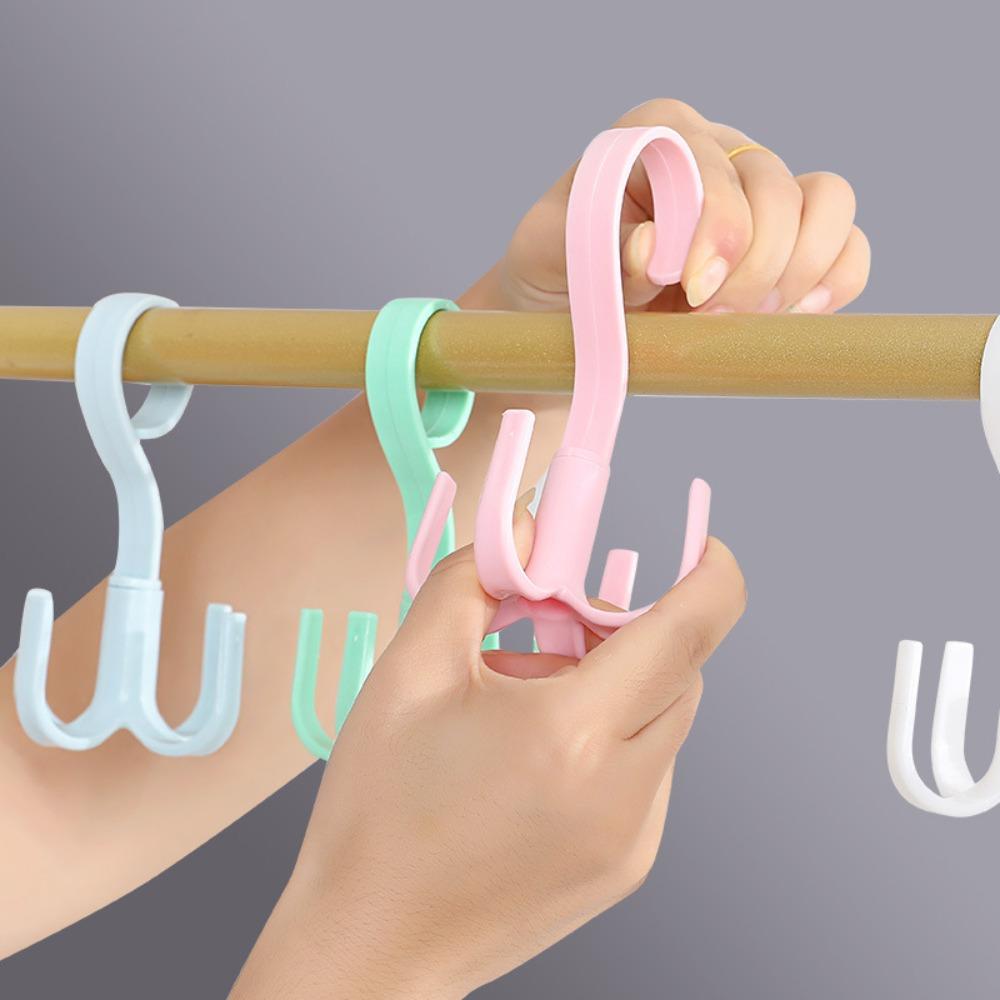 Space Saving Rotatable Hanger Hooks Plastic Spinner Hanger Bag Hanger Four Claw Hooks  Home