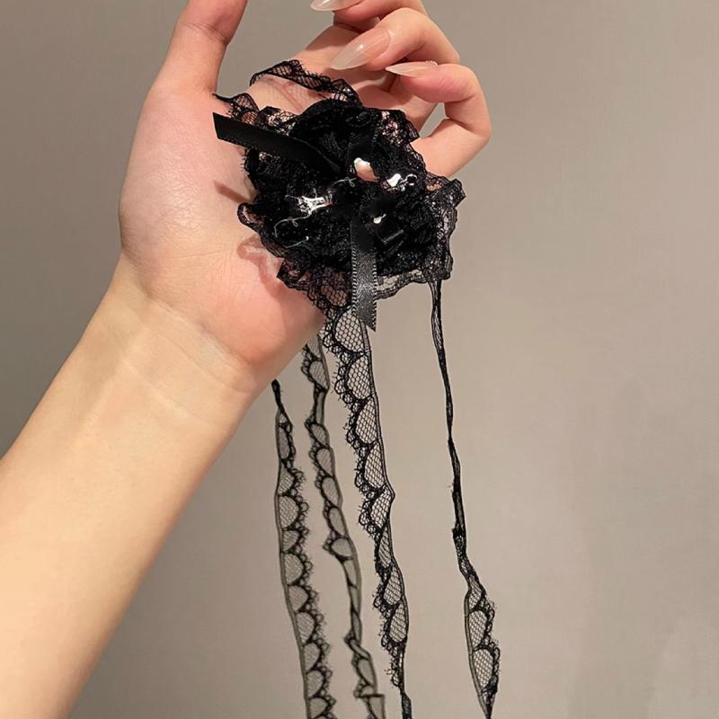 Women Sweet And Cool Black White Lace Bows Heart Cross Eye Mask Suitable For Halloween Theme Lolita Dark Gothic Cos Accessories