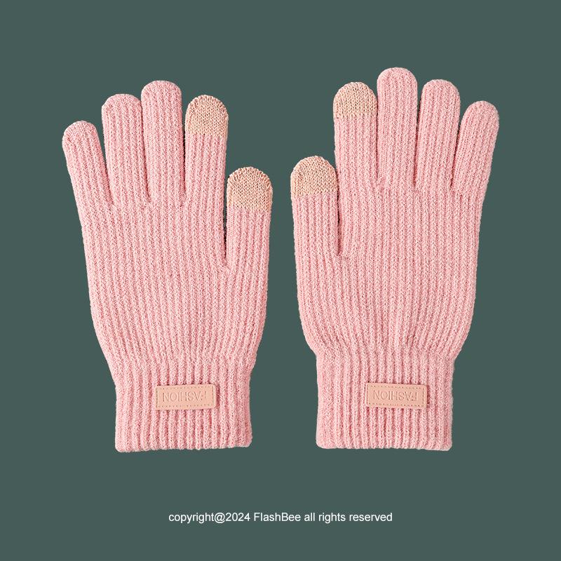 Dopamine Color Flip-Top Wool Knit Gloves for College Students - Unisex, Warm, Half-Finger, Autumn & Winter