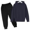 Solid Color Fashion Casual Children's Hoodie Sweatshirt Set for Autumn and Winter