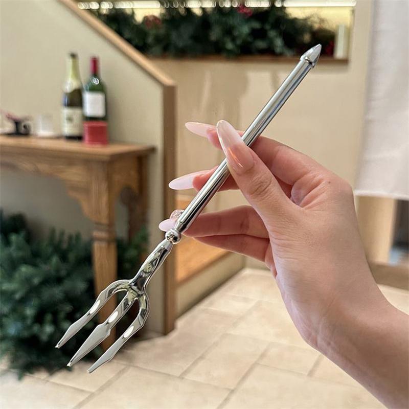 Stainless Steel Tableware Dinner Fork Long Handle Fruit Salad Fork Cake Dessert Fork For Restaurant Home School